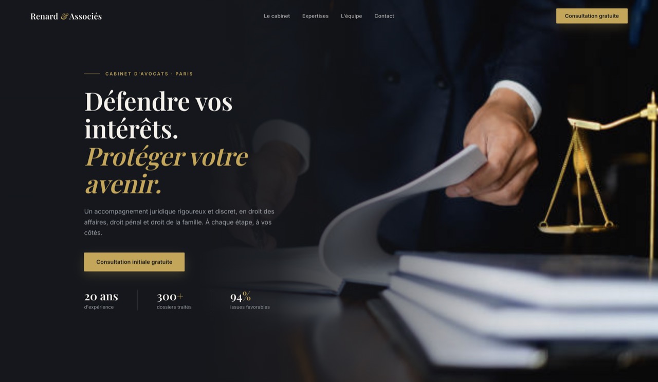 Aperçu du site de Renard & Associés, cabinet d'avocats à Paris